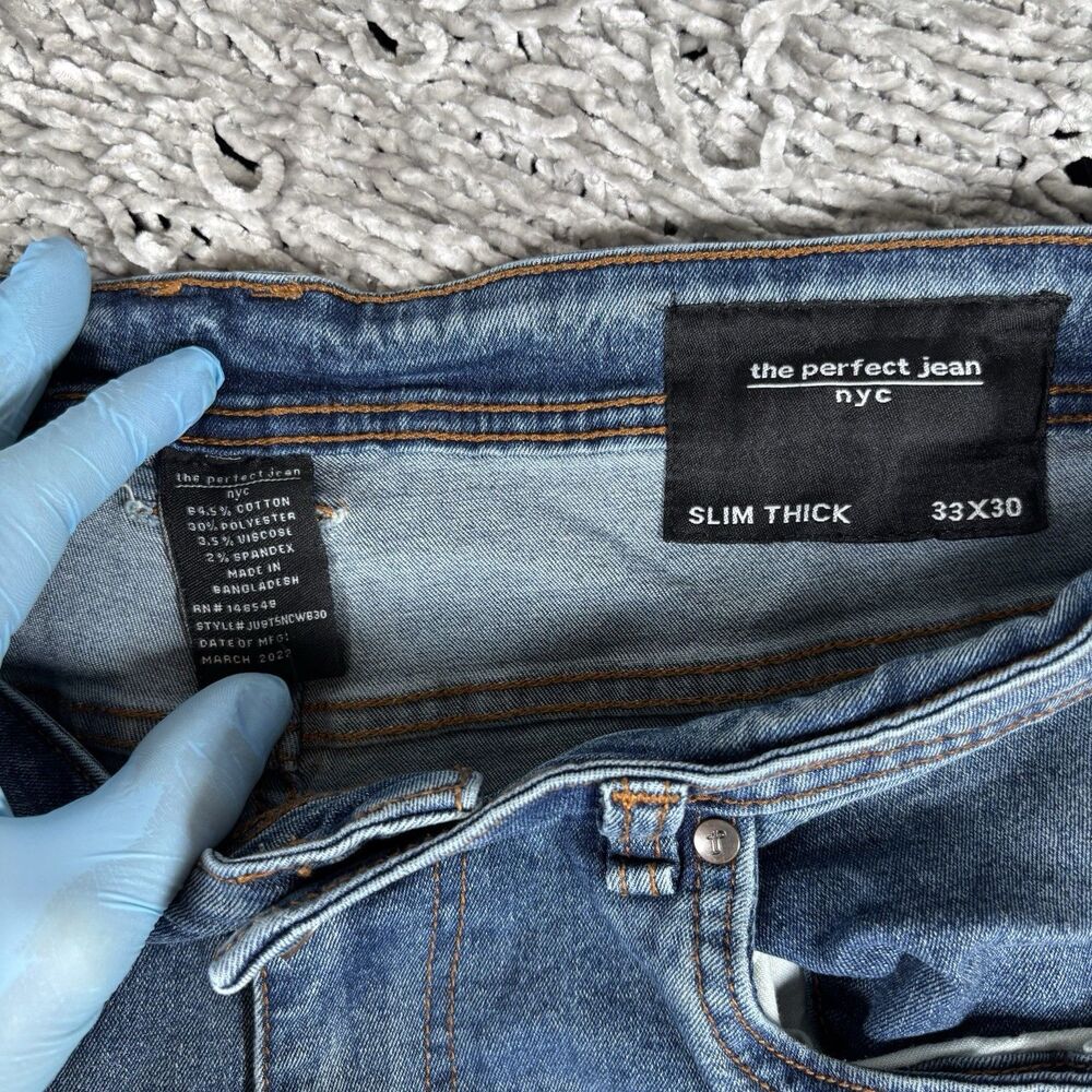 The Perfect Jean NYC SLIM THICK Men’s Size 33X30 Denim Blue Preppy Stretch Work - Picture 2 of 10